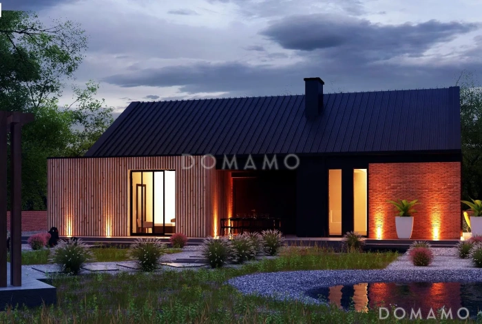 Проект кирпичного дома в стиле барнхаус с кабинетом, комнатой отдыха и увеличенной котельной Проект кирпичного дома в стиле барнхаус с кабинетом, комнатой отдыха и увеличенной котельной