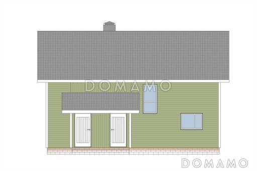 Проект скандинавского дома из газобетона с 4 спальнями, гостиной и крытой террасой / Фасад 2
