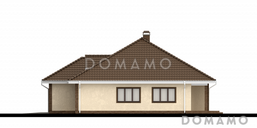 Проект просторного одноэтажного дома из кирпича с тремя спальнями и гаражом на два автомобиля / Фасад 1