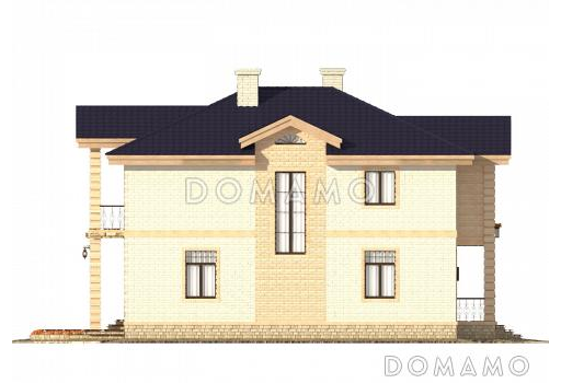 Проект двухэтажного коттеджа с террасой для узкого участка / Фасад 4