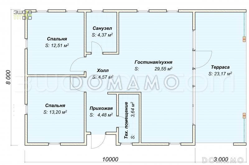 7811- финский каркасный дом в стиле "Барнхаус" / План 1 этажа