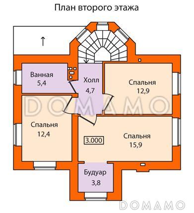 Проект кирпичного дома с полным вторым этажом / План 2 этажа