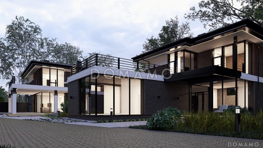 Проект двухэтажного дома с мастер-спальней, балконом и большой крытой террасой / 7