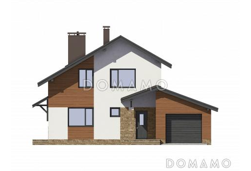 Проект дома из газобетона с современной отделкой фасадов / Фасад 1