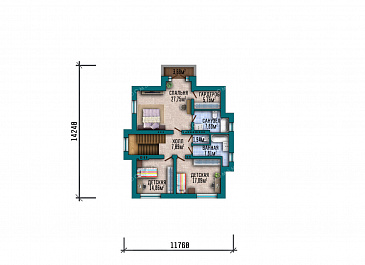 Проект большого двухэтажного дома в стиле Райт с подвалом, большой крытой террасой и балконом на втором этаже / План 2 этажа Проект большого двухэтажного дома в стиле Райт с подвалом, большой крытой террасой и балконом на втором этаже / План 2 этажа