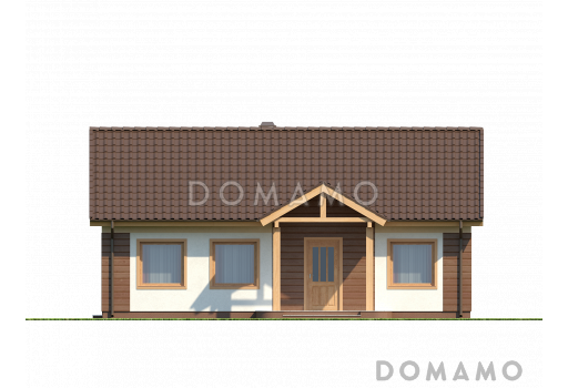 Проект одноэтажного дома из газобетона с тремя спальнями и террасой / Фасад 1