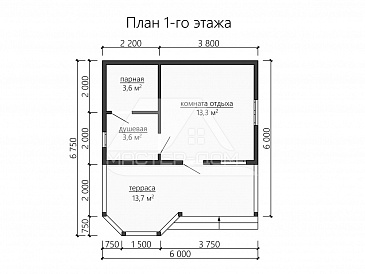 Баня Дачный уют / План 1 этажа Баня Дачный уют / План 1 этажа