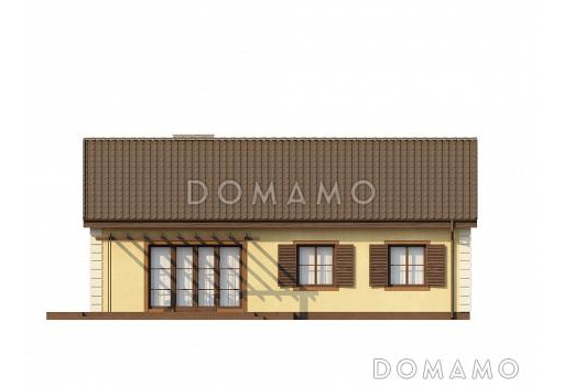 Проект простого одноэтажного дома из газобетона с тремя спальнями и просторной гостиной / Фасад 4