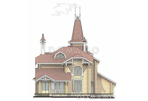 Проект коттеджа в стиле деревянного модерна / Фасад 3