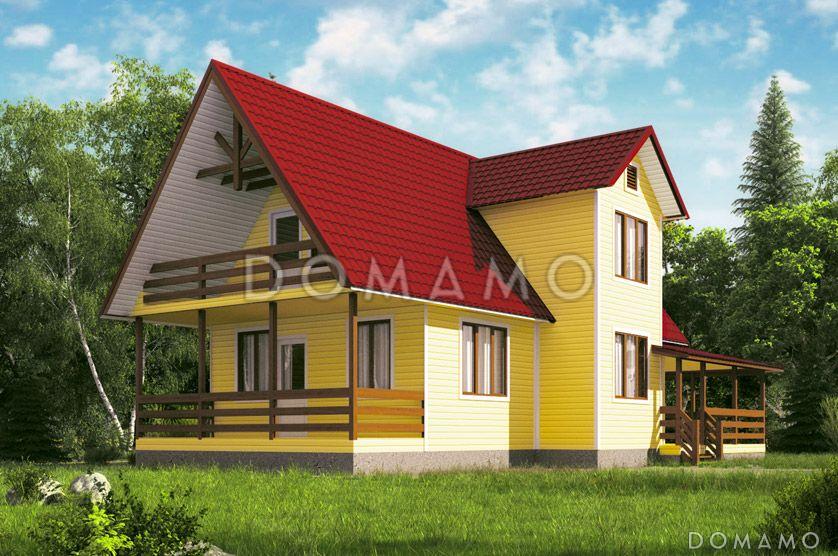 Проект каркасного дома с небольшой кухней / 1