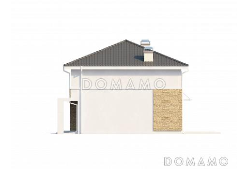 Проект современного двухэтажного дома из кирпича, адаптированного под сейсмику, с четырьмя спальнями, балконом и встроенным гаражом / Фасад 1