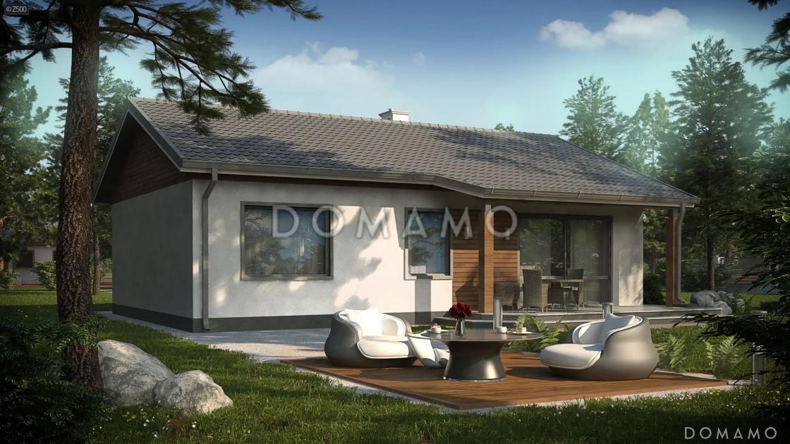 Проект одноэтажного кирпичного дома с просторной гостиной и 3 спальнями / 3