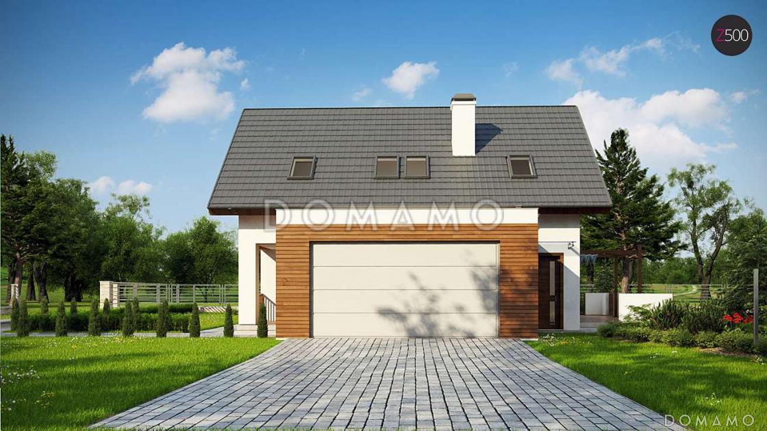 Проект комфортного одноэтажного мансардного дома из кирпича с изолированной кухней, большим гаражом и четырьмя спальнями / 3