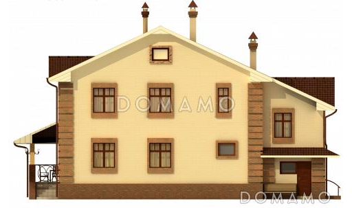 Проект одноэтажного дома с мансардным этажом и подвалом / Фасад 4