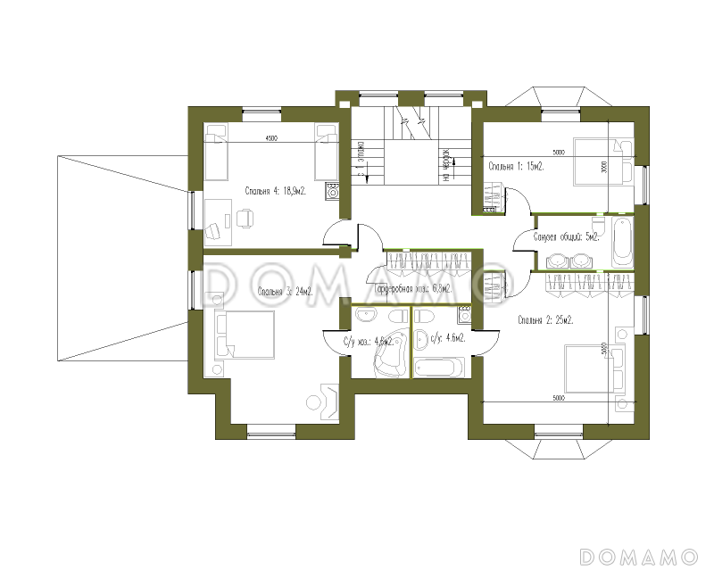 Проект особняка в стиле Тюдор из СИП панелей / План 2 этажа