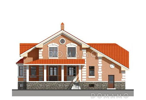 Проект дома из пеноблоков с цокольным этажом / Фасад 4