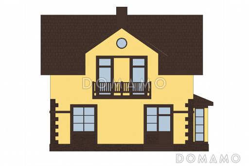 Проект кирпичного дома с эркером и спальней на первом этаже / Фасад 3