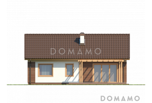 Проект одноэтажного дома из газобетона с тремя спальнями и террасой / Фасад 2