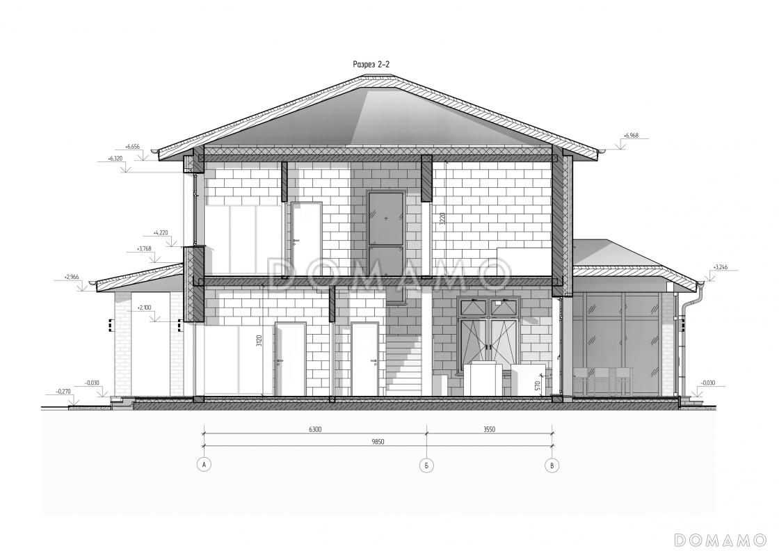 Проект двухэтажного дома с верандой, 4 спальнями, кухней-гостиной и местами для хранения / 7