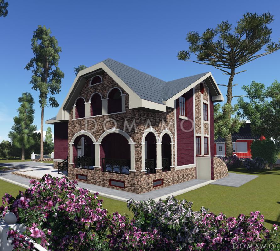 Проект двухэтажного дома с подвалом, гаражом и террасой / 2