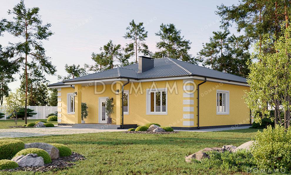 Проект одноэтажного дома в классическом стиле с 4 спальнями и террасой / 1