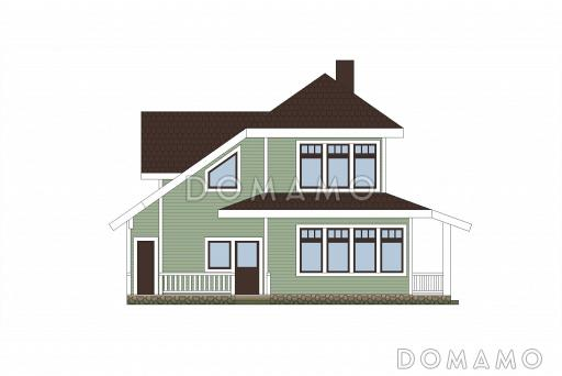 Проект дома из газобетона с местом для трех авто / Фасад 4