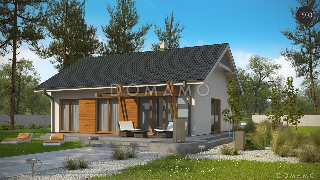 Проект простого компактного одноэтажного дома из кирпича с открытой террасой / 7