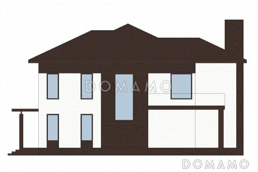 Проект кирпичного двухэтажного дома с большими окнами / Фасад 4