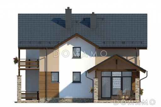 Проект компактного загородного дома с крытой террасой и большой лоджией / Фасад 3