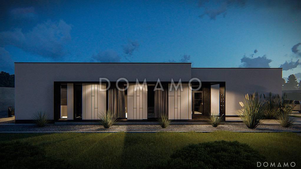 Проект одноэтажного дома из газобетона с просторной гостиной, мастер-спальней и гаражом на 2 машины / 2