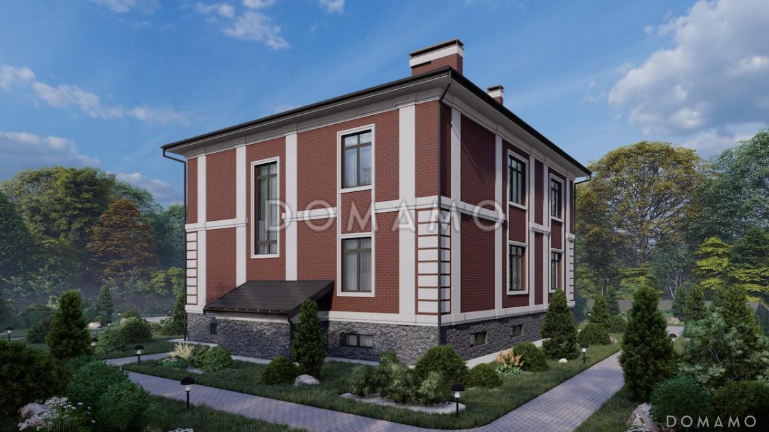 Проект трехуровневого дома с 3 спальнями, балконом и большим подвалом / 3