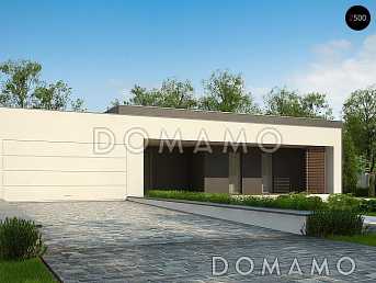 Проект просторного современного одноэтажного дома из газобетона с плоской крышей, большой площадью остекления, с четырьмя спальнями и большим гаражом Проект просторного современного одноэтажного дома из газобетона с плоской крышей, большой площадью остекления, с четырьмя спальнями и большим гаражом