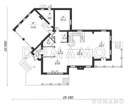 Проект 2 х этажного дома из СИП панелей / План 1 этажа Проект 2 х этажного дома из СИП панелей / План 1 этажа