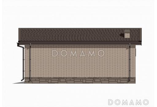 Проект утепленного гаража из газобетона с навесом и погребом / Фасад 1