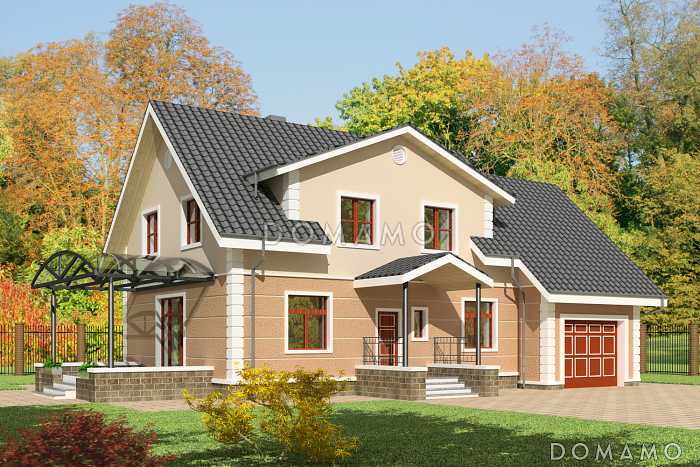 Проект дома из пеноблоков с террасой имеющей прозрачный навес Проект дома из пеноблоков с террасой имеющей прозрачный навес