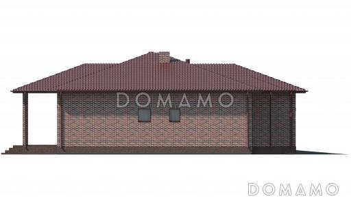 Проект дома с гаражом на две машины, террасой, большой кухней-столовой / Фасад 3