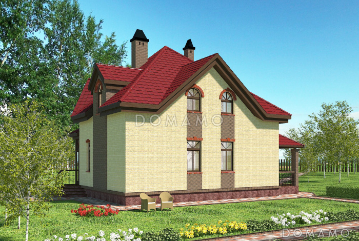 Проект необычного дома с крыльцом на углу Проект необычного дома с крыльцом на углу