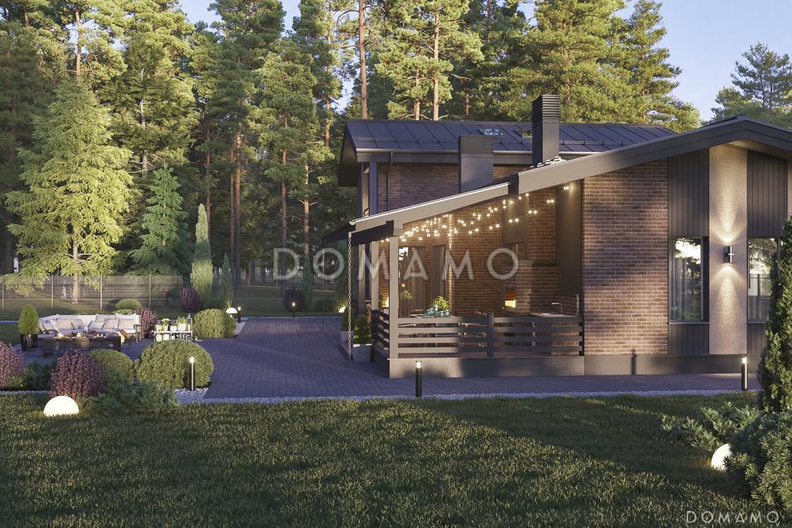 Проект каркасного дома в скандинавском стиле с сауной и террасой барбекю / 6