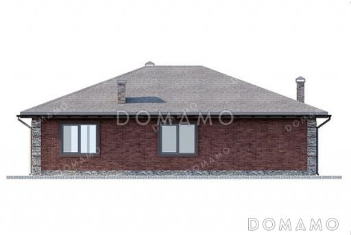 Проект одноэтажного дома с террасой и крыльцом с колоннами / Фасад 2