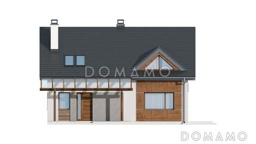 Проект классического мансардного дома из газобетона с современными элементами архитектуры / Фасад 1
