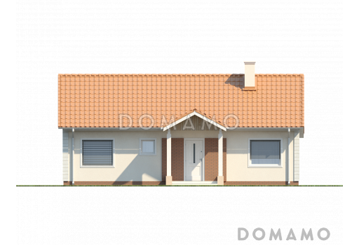 Проект классического одноэтажного дома из кирпича с отделённой спальной зоной / Фасад 1