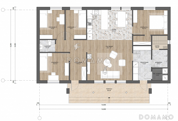 С-144.2 одноэтажный дом / План 1 этажа