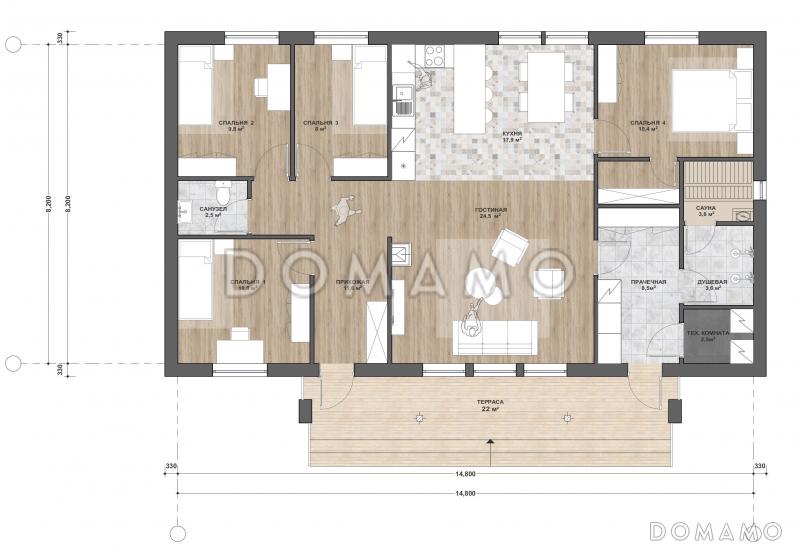 С-144.2 одноэтажный дом / План 1 этажа