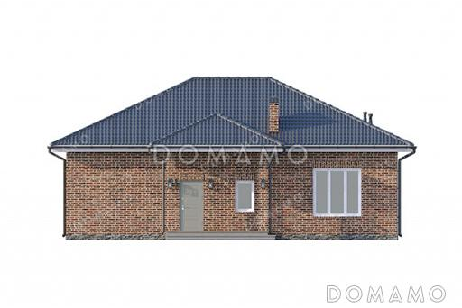 Проект одноэтажного дома с тремя спальнями, сауной и местами для хранения / Фасад 3