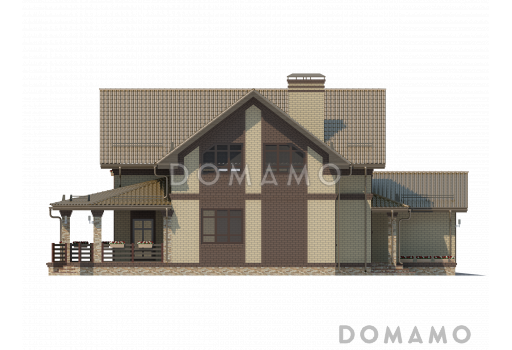 Проект красивого двухэтажного дома по технологии ЛСТК c большим гаражом и террасой / Фасад 4