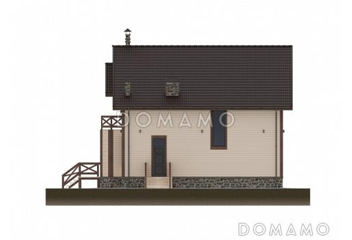 Проект деревянного дома с 3 спальнями и кабинетом на мансарде, гостевой комнатой и просторной дневной зоной / Фасад 1