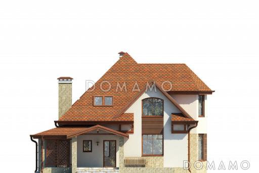 Элегантный дом с мансардным этажом, эркером, красивым крыльцом-террасой / Фасад 4