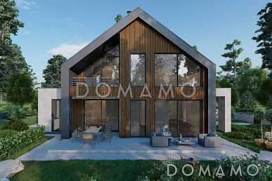 Проект дома в стиле барнхаус с гаражом, спортзалом и тремя спальнями