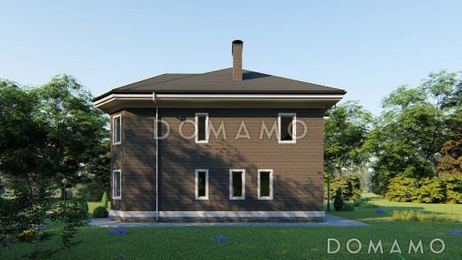 Проект загородного дома с террасами, детской и гостевой с эркером, сауной, просторной гардеробной на втором этаже  / Фасад 4