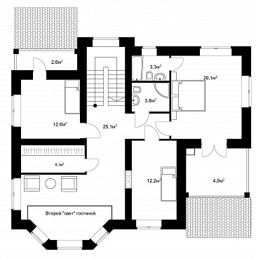Проект газобетонного коттеджа со вторым светом и удобной хозяйской спальней / План 2 этажа
